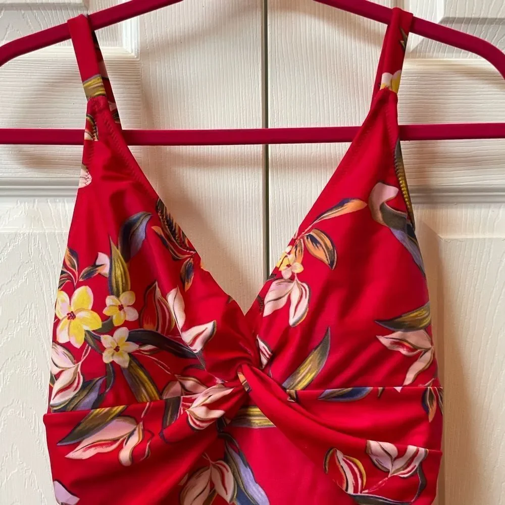 Maternity Floral Red One-Piece Swimsuit Size M